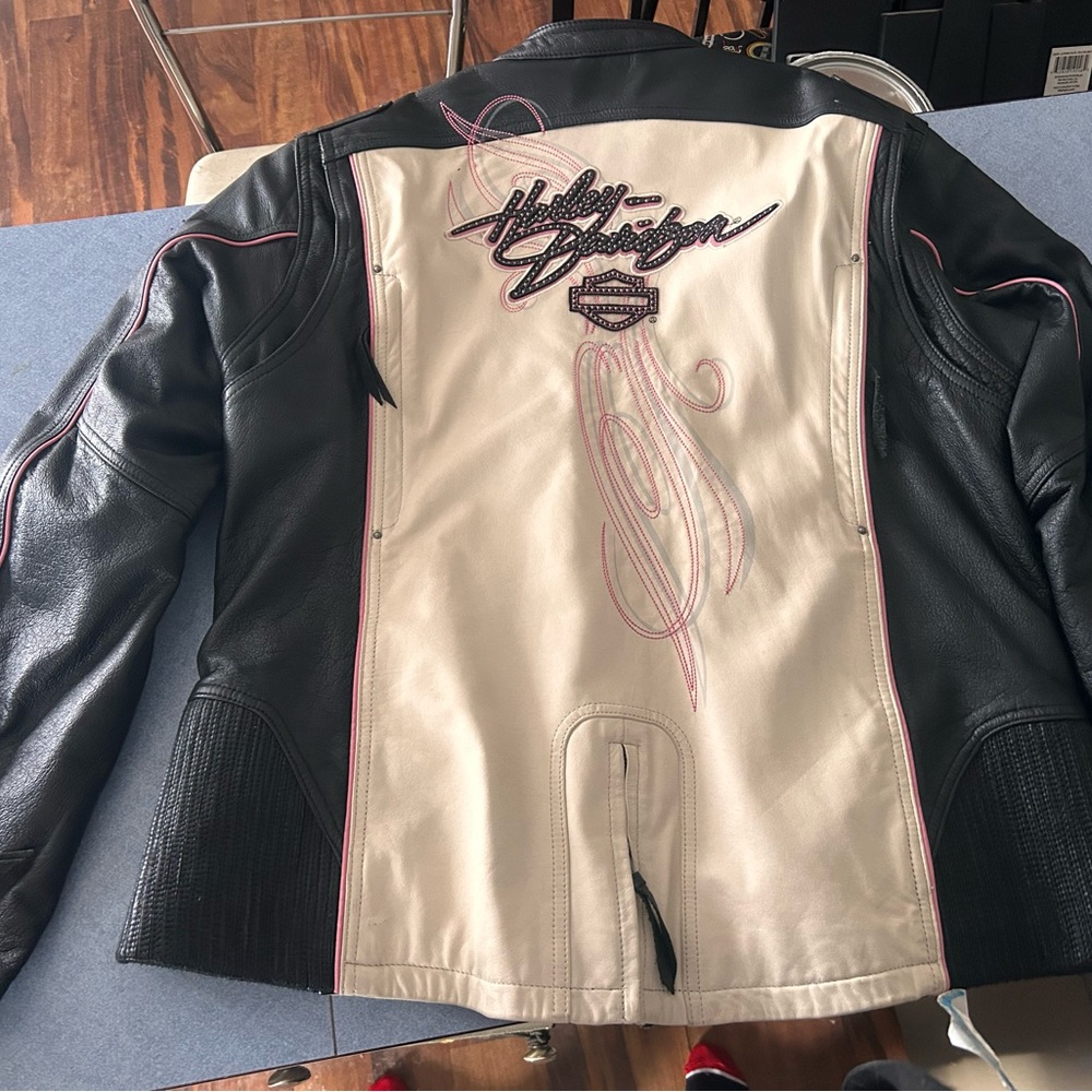 Harley-Davidson Women's Leather Jacket in Black and Cream